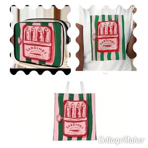 Sardines Graphic Tote, Cosmetic Bag, Shirt Set